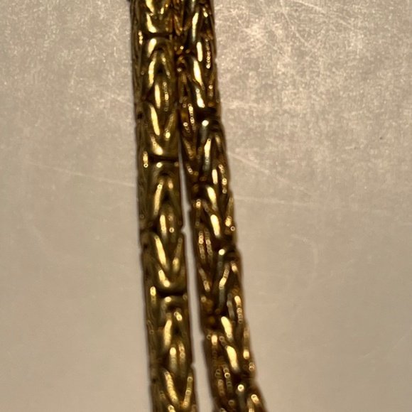 Thick Byzantine Gold Tone Chain Bracelet & Necklace Set Unisex - Picture 2 of 6